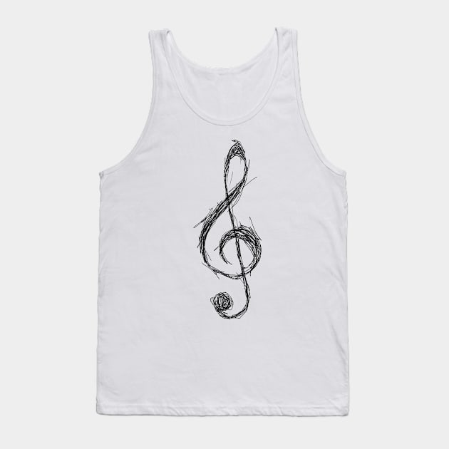 Sketched Treble Clef Tank Top by MacSquiddles